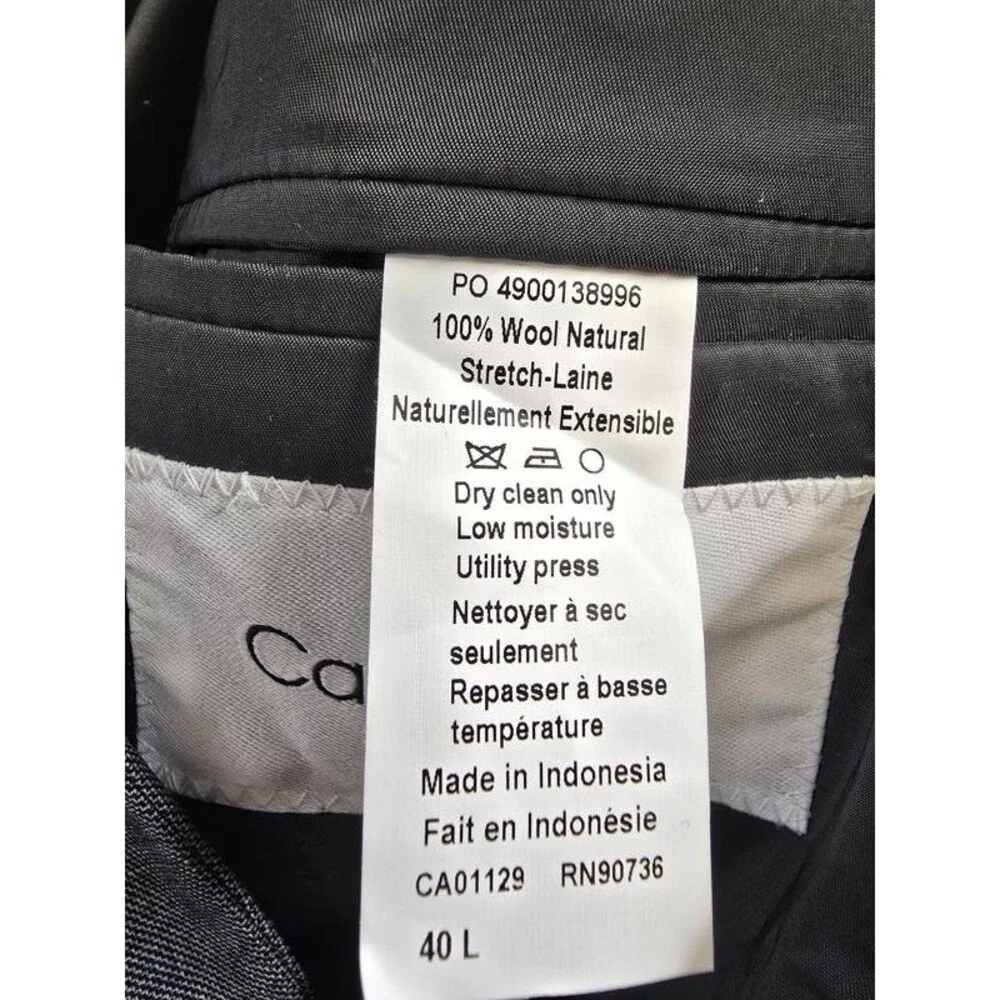 Calvin Klein Slim-Fit Wool Stretch Suit Jacket Men's 40L Gay Heather Long Sleeve